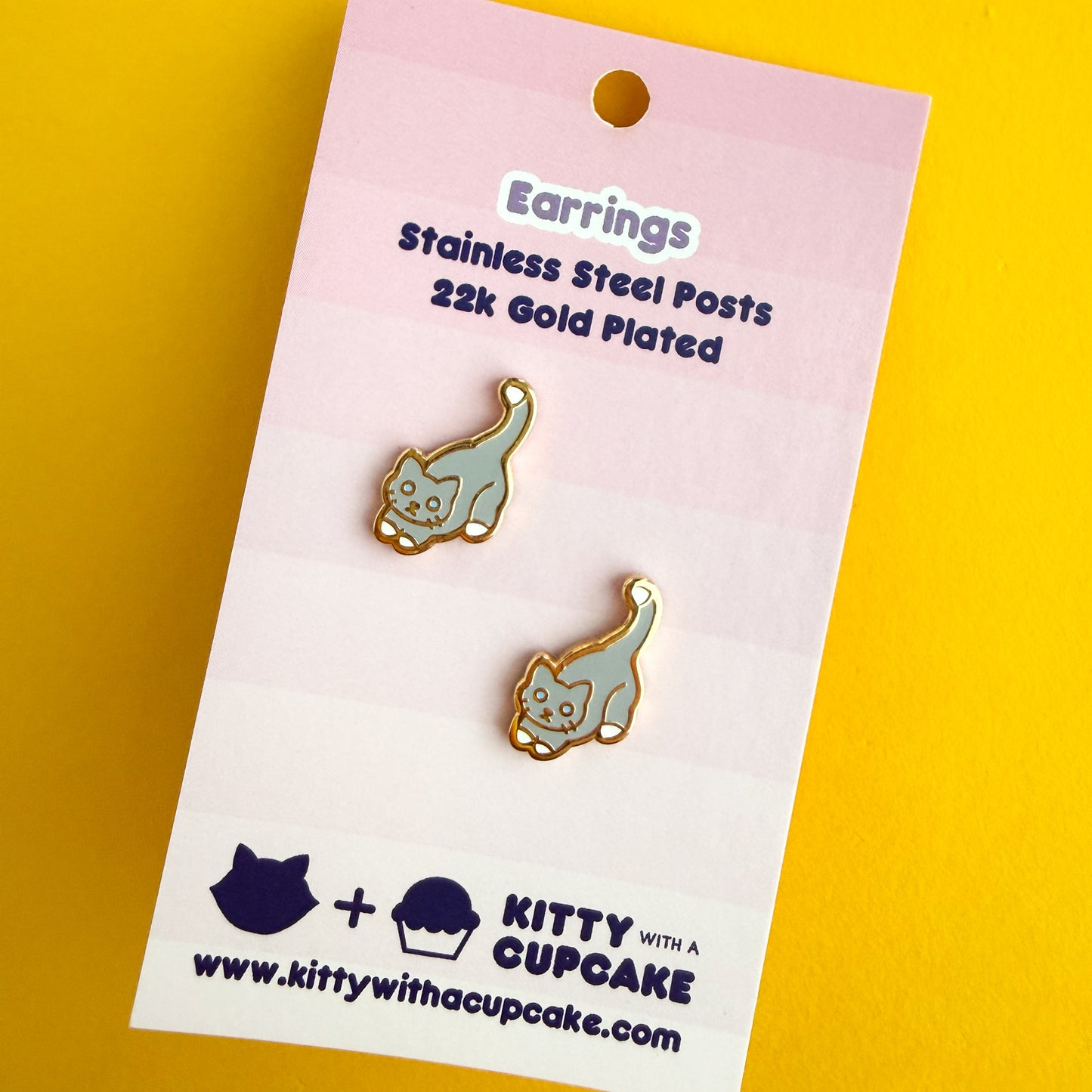 Grey Cat Earrings