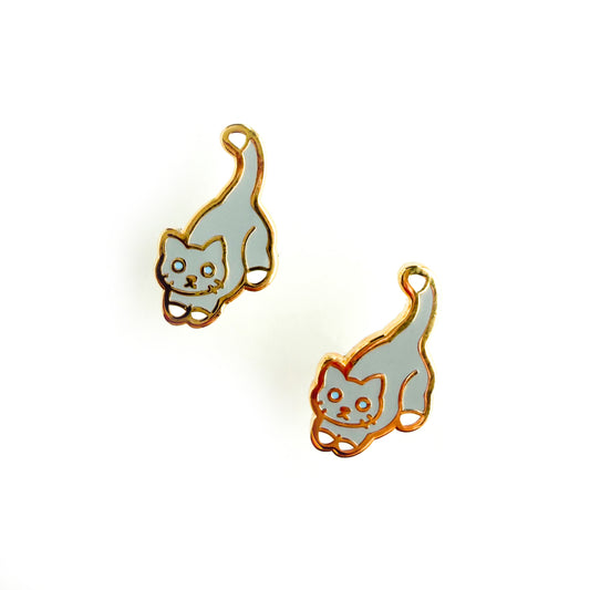 Grey Cat Earrings