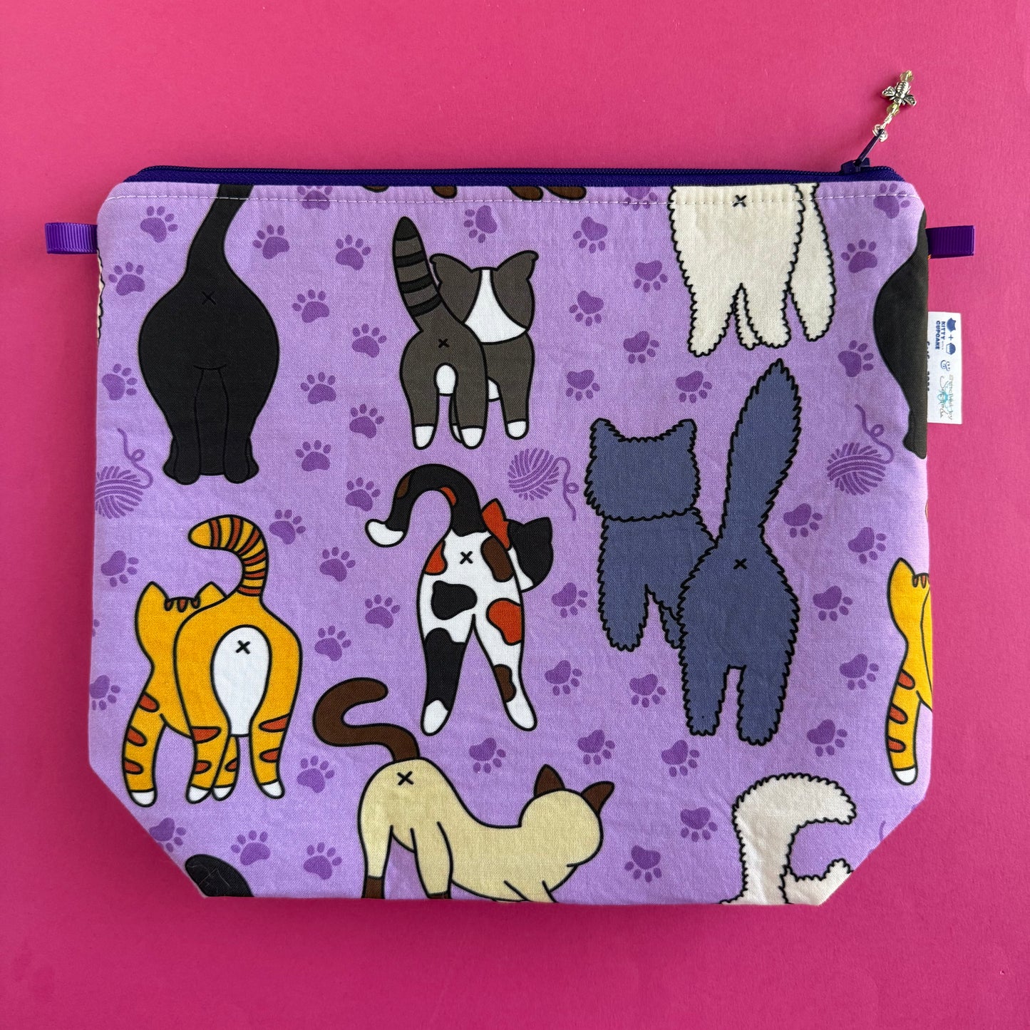 Cat Project Bag Handmade by Stitched By JessaLu