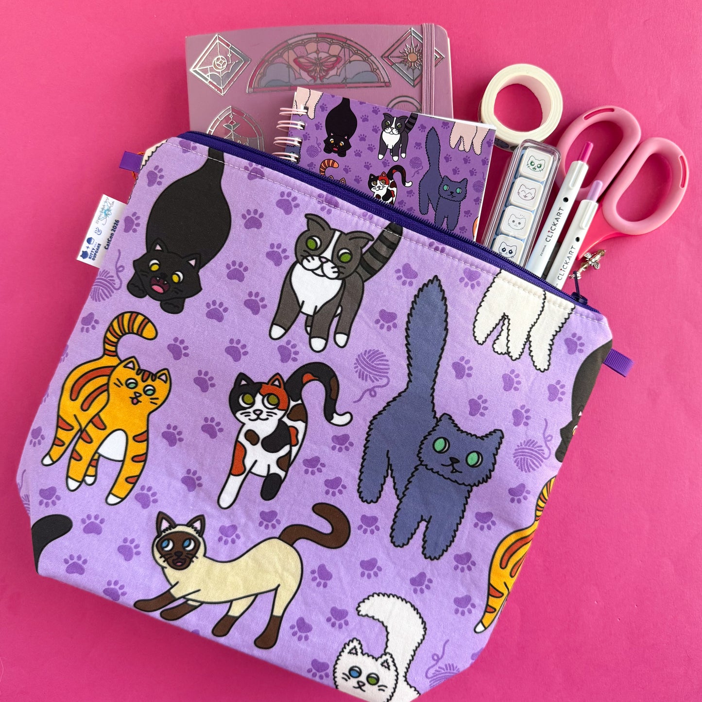 Cat Project Bag Handmade by Stitched By JessaLu