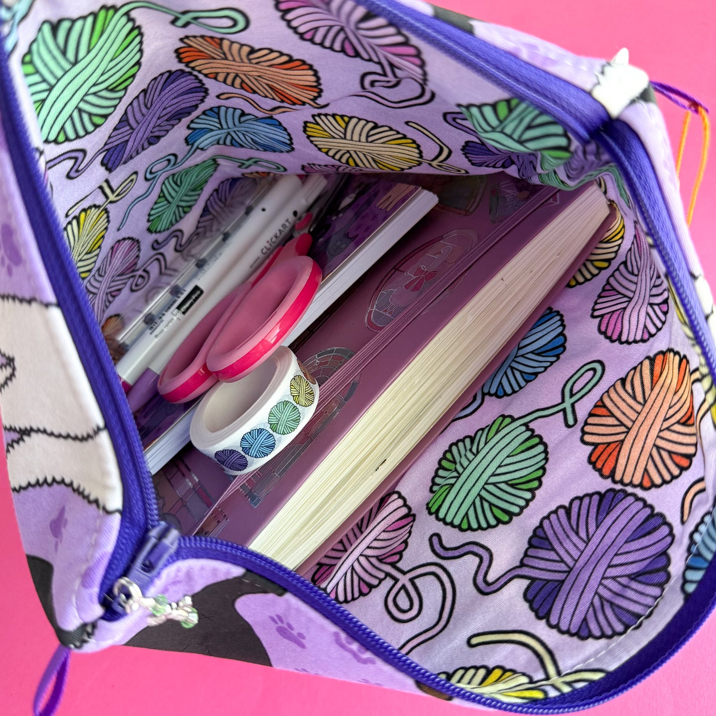 Cat Project Bag Handmade by Stitched By JessaLu