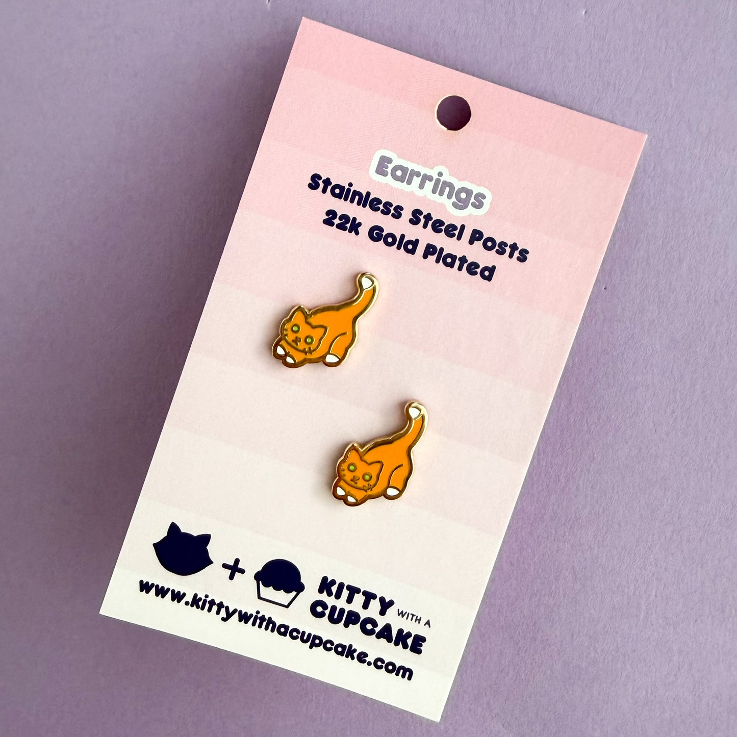 Orange Cat Earrings