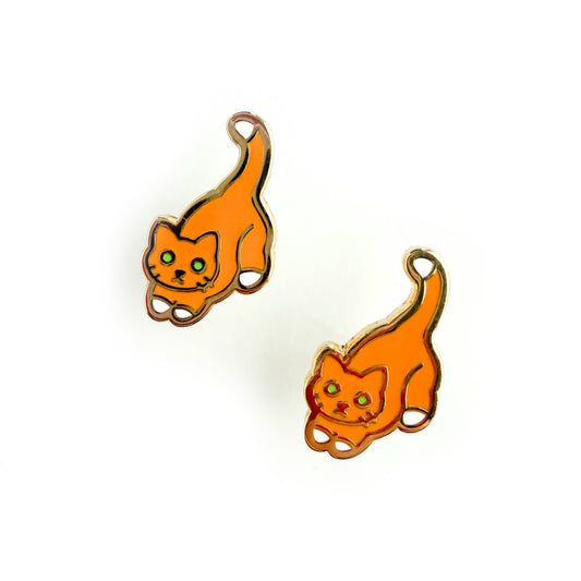 Orange Cat Earrings