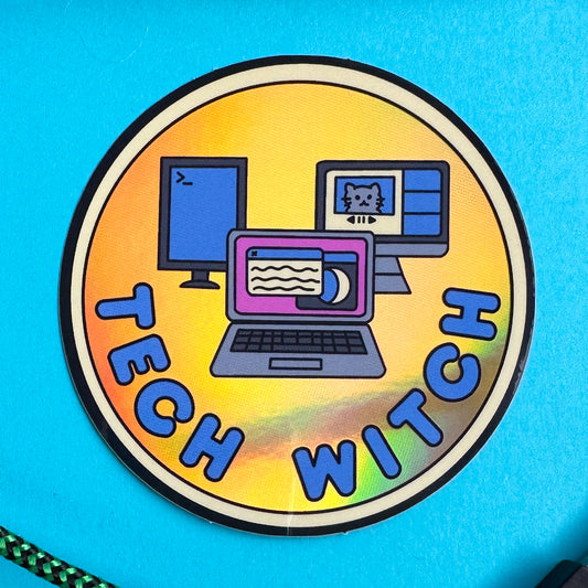 Tech Witch Holographic Sticker