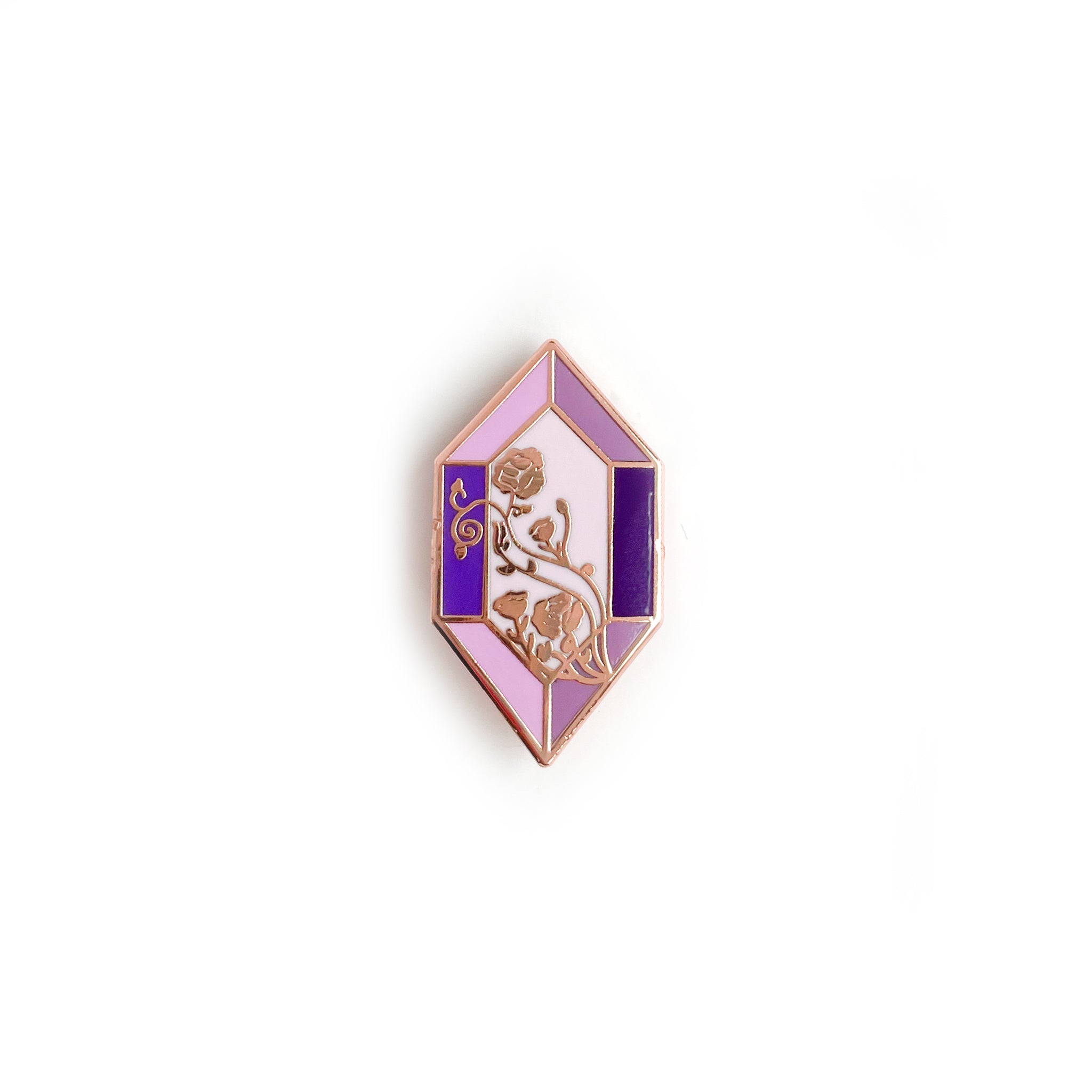 Floral Amethyst Crystal Enamel Pin – Kitty With A Cupcake