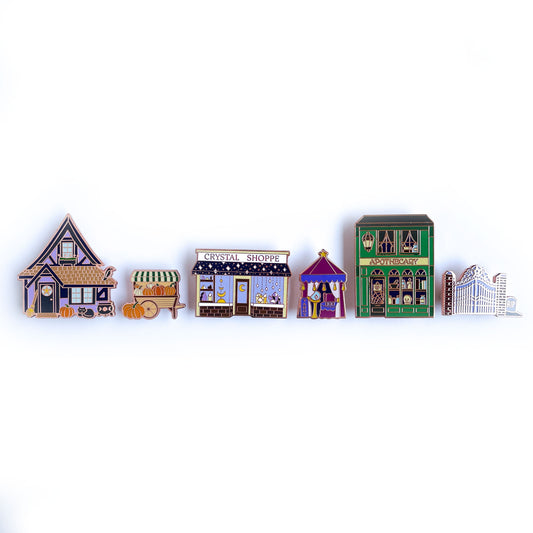 The full magical town square pin set displayed on a white background