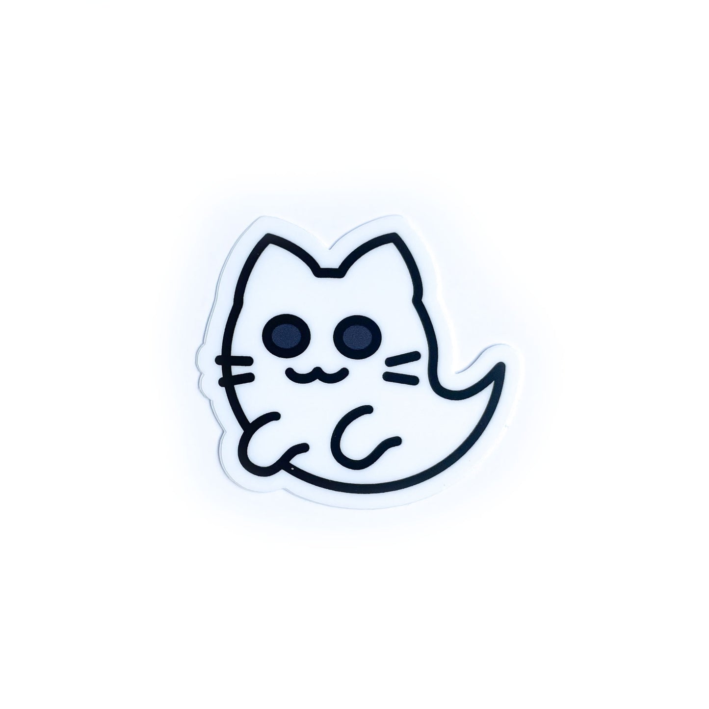 A sticker of a cute ghost cat.